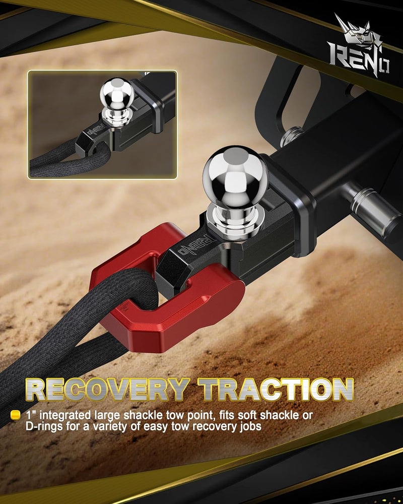 Reno Trailer Hitch, Aluminum Tow Hitch Compatible with 2 inch Receiver Hitch with 2" Ball Mount Fits 3/4" D-Ring Shackle or Soft Shackle - 6,000 LBS GTW (1 Pack, Red) - Image 5